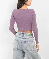 Ninth Hall Fundamentals Sylvie Purple Fitted Crop Long Sleeve T-Shirt