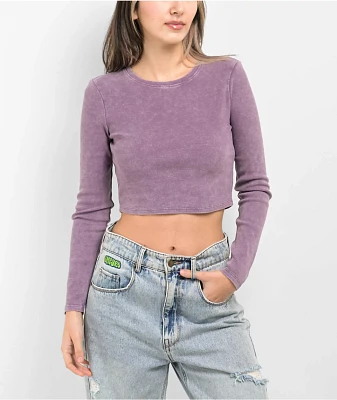 Ninth Hall Fundamentals Sylvie Purple Fitted Crop Long Sleeve T-Shirt