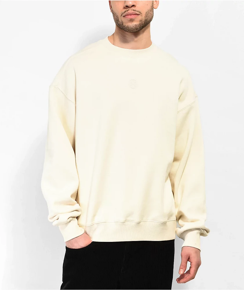 Ninth Hall Fundamentals Tan Wash Boxy Crewneck Sweatshirt