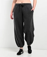 Ninth Hall Fundamentals Tyla Black Mineral Wash Oversized Sweatpants