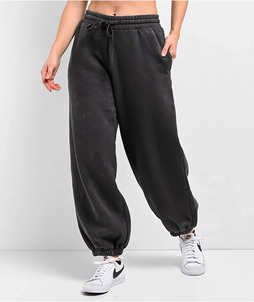 Ninth Hall Fundamentals Tyla Black Mineral Wash Oversized Sweatpants