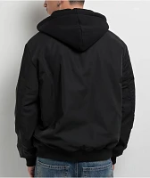 Ninth Hall Fundamentals Varsity Black Hooded Bomber Jacket