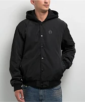 Ninth Hall Fundamentals Varsity Black Hooded Bomber Jacket