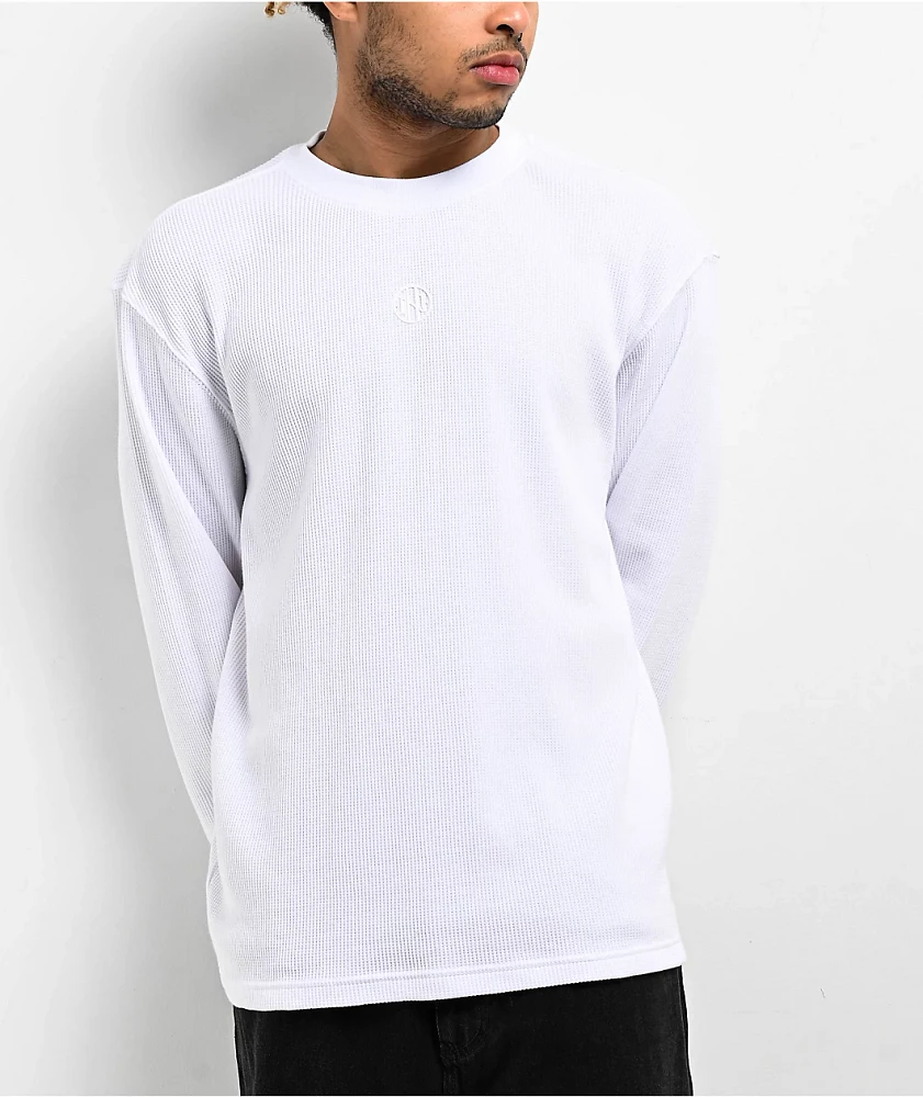 Ninth Hall Fundamentals White Boxy Thermal Long Sleeve T-Shirt