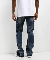 Ninth Hall Haze Blue Wash Stacked Flare Cargo Jeans