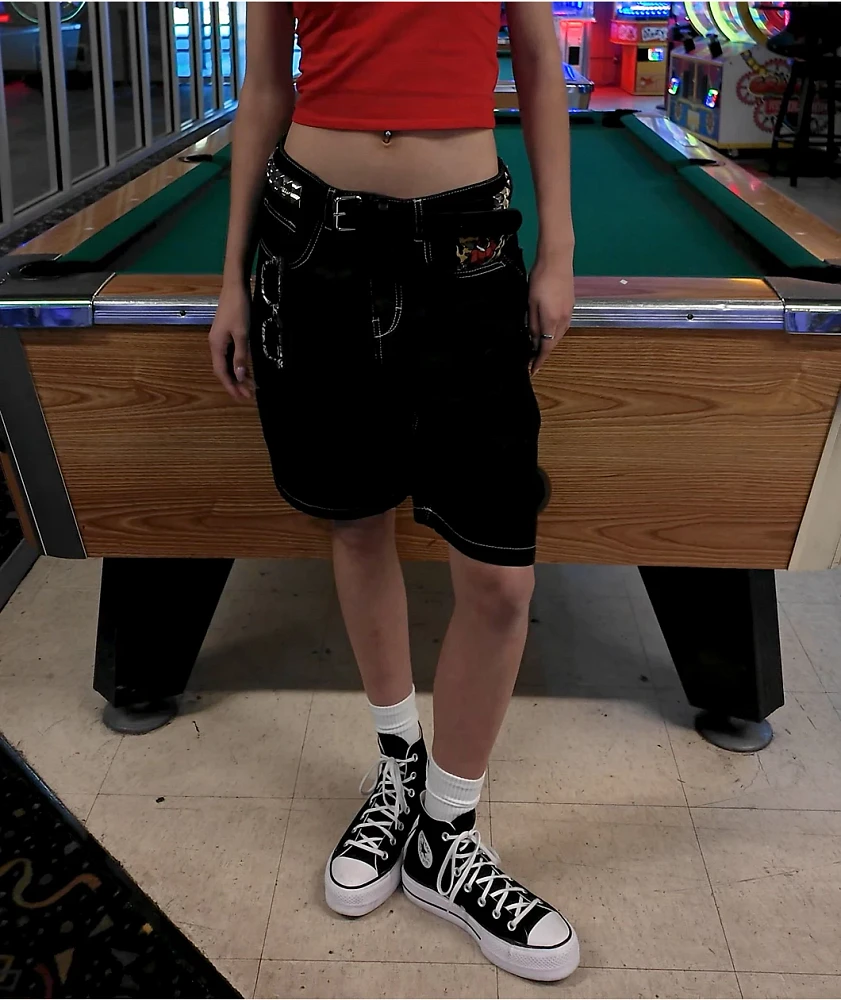 Ninth Hall Idle Black Wash Shorts
