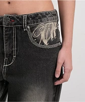 Ninth Hall Idle Chapel Black Wash Straight Leg Jeans