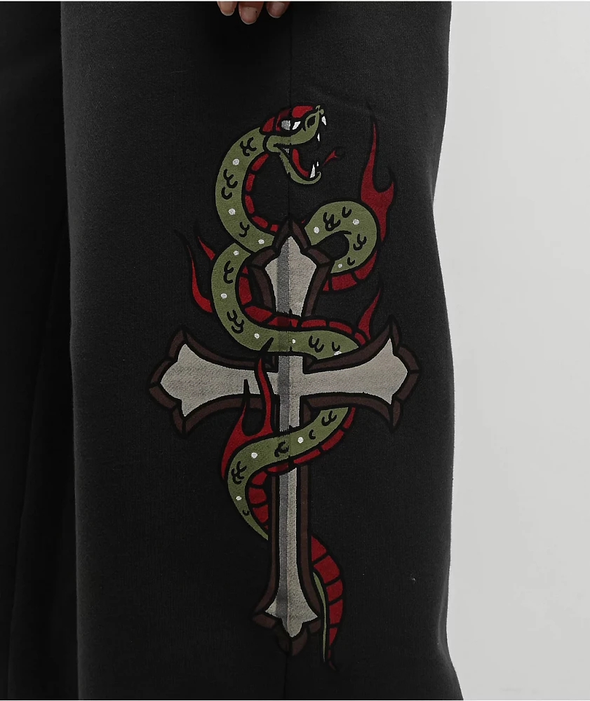 Ninth Hall Jenna Black Wide Leg Sweatpants