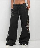 Ninth Hall Jenna Black Wide Leg Sweatpants