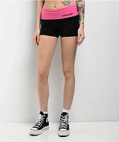 Ninth Hall Jennifer Rhinestone Black & Pink Foldover Shorts