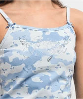Ninth Hall Kerri Angel Camo Blue Crop Tank Top