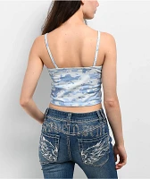 Ninth Hall Kerri Angel Camo Blue Crop Tank Top
