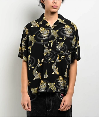 Ninth Hall Koi Black Short Sleeve Button Up Shirt