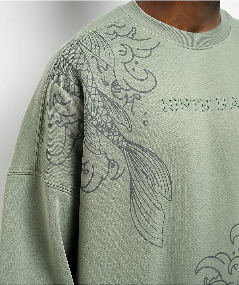 Ninth Hall Koi Pond Green Oversized Crewneck Sweatshirt