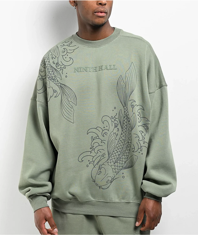 Ninth Hall Koi Pond Green Oversized Crewneck Sweatshirt