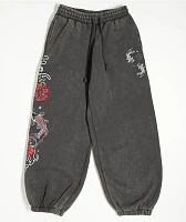 Ninth Hall Kyra Black Mineral Wash Oversized Sweatpants