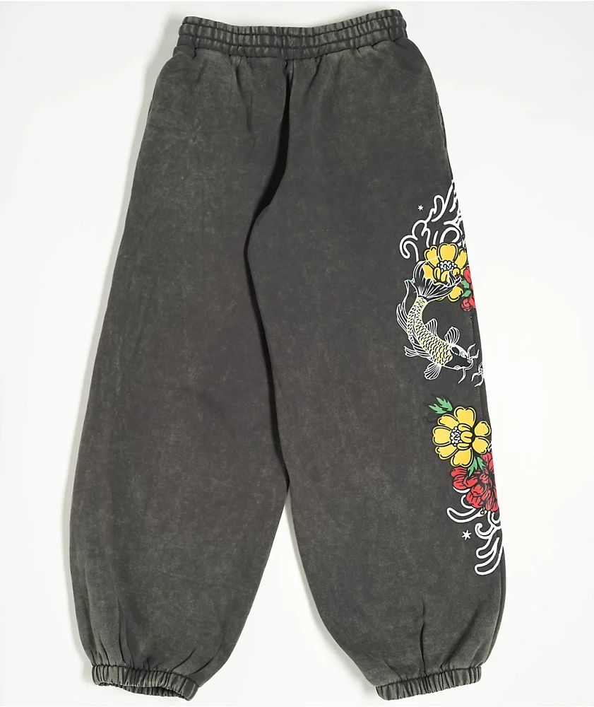 Ninth Hall Kyra Black Mineral Wash Oversized Sweatpants