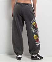 Ninth Hall Kyra Black Mineral Wash Oversized Sweatpants