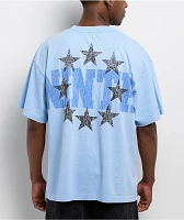 Ninth Hall Layered Text Light Blue Wash T-Shirt