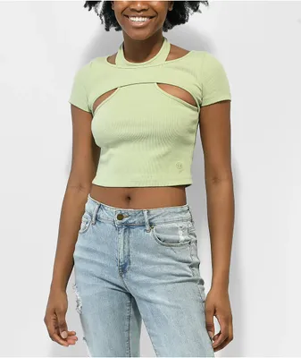 Ninth Hall Leia Green Cut Out Crop Top