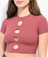 Ninth Hall Lisa Rouge Cut Out Crop Top