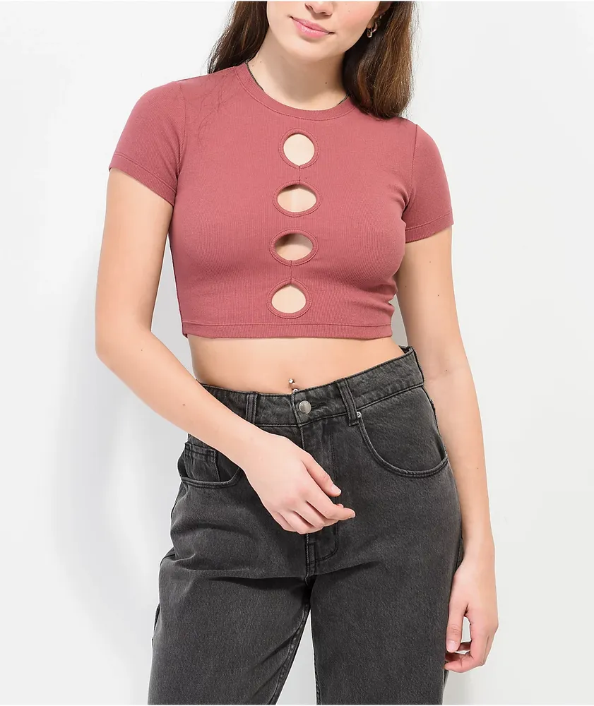 Ninth Hall Lisa Rouge Cut Out Crop Top