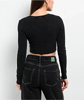 Ninth Hall Livie Black Wash Long Sleeve Crop T-Shirt