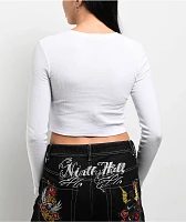 Ninth Hall Livie White Long Sleeve Crop T-Shirt