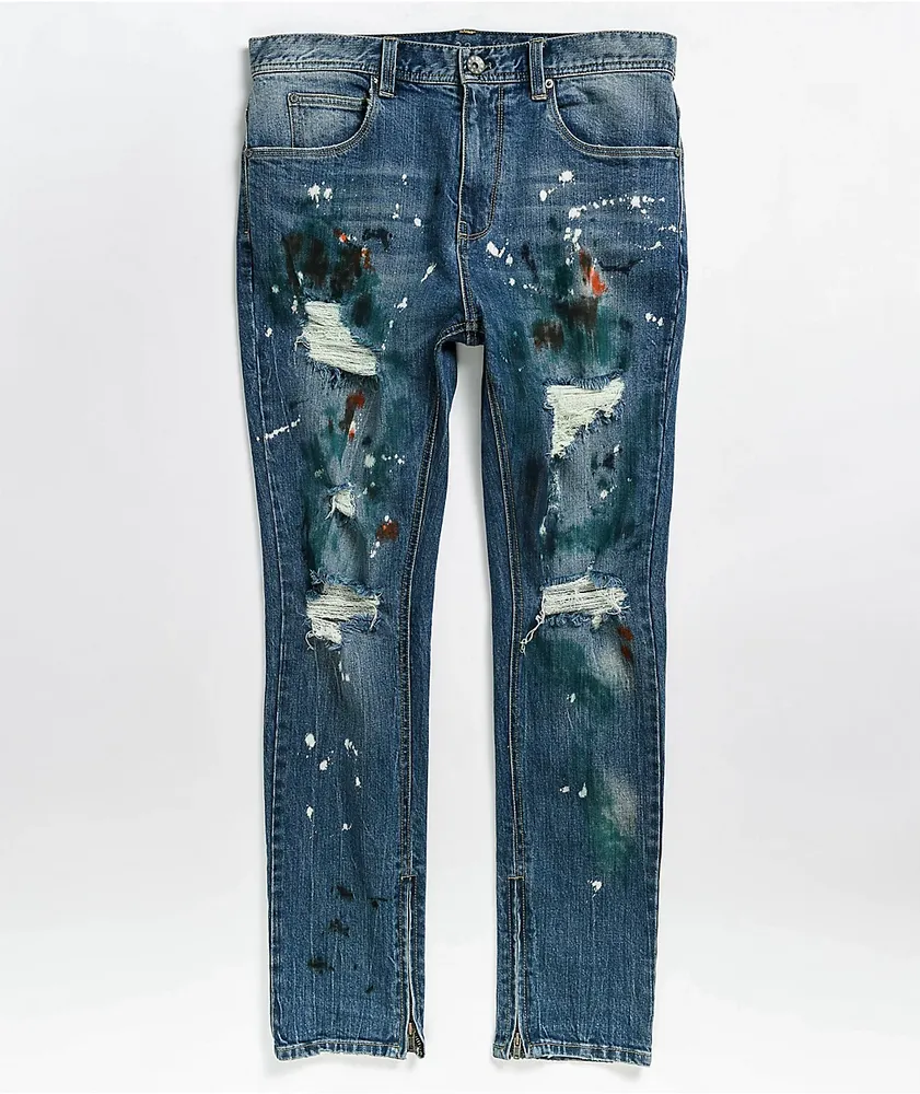 Ninth Hall Lure Drop Distressed Blue Wash Skinny Jeans