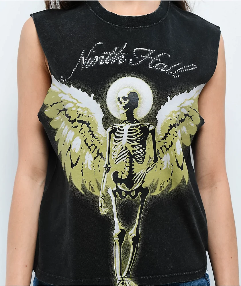 Ninth Hall Mattie Skeleton Black Wash Tank Top