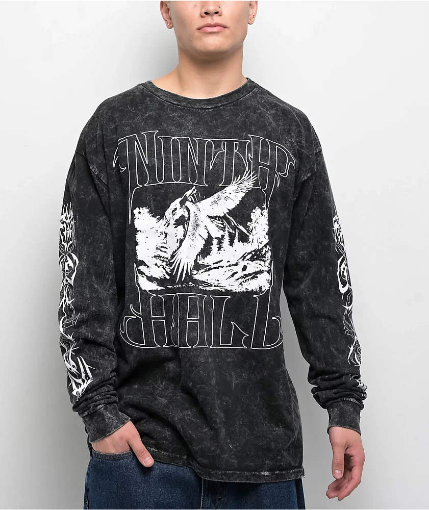 Ninth Hall Natures Edge Black Wash Long Sleeve T-Shirt