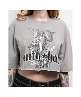 Ninth Hall Olivia Angel Grey Boxy Crop T-Shirt