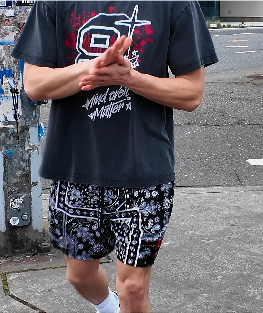 Ninth Hall Paisley Black Rayon Shorts
