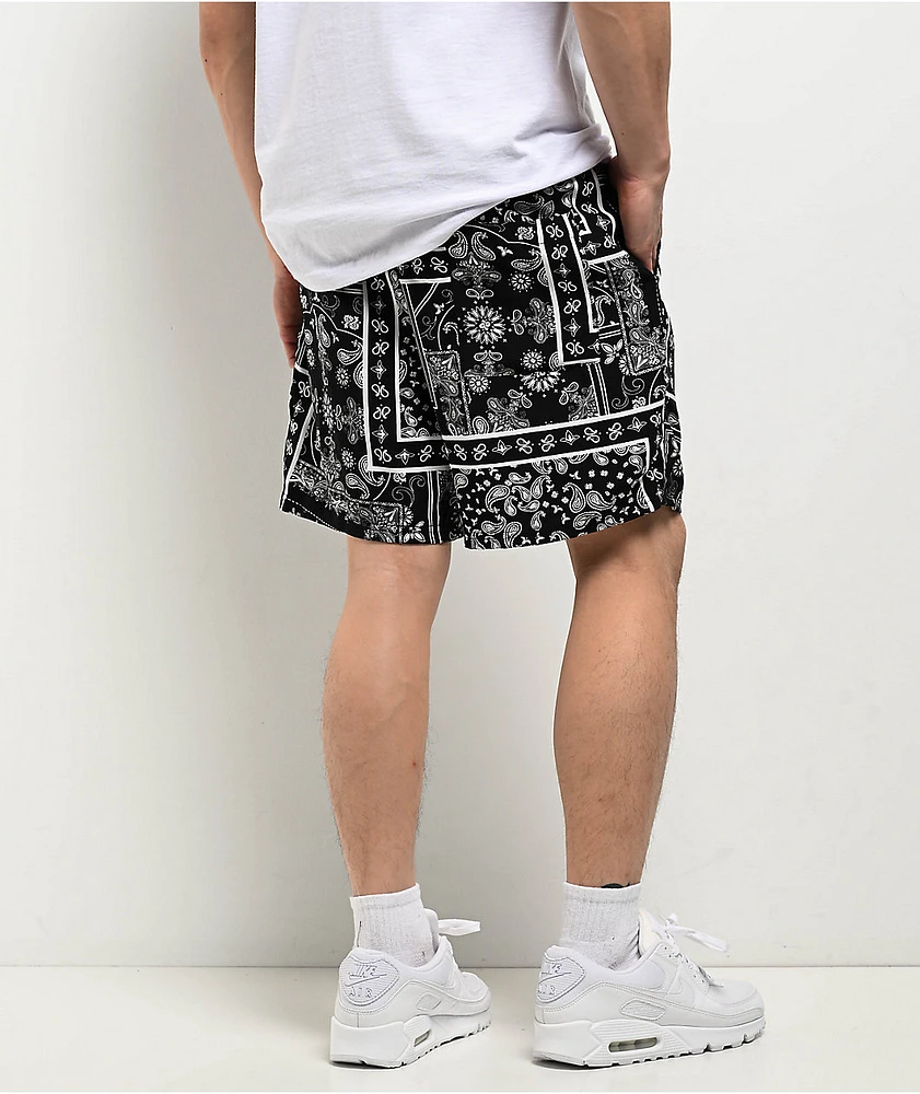Ninth Hall Paisley Black Rayon Shorts