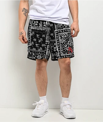 Ninth Hall Paisley Black Rayon Shorts