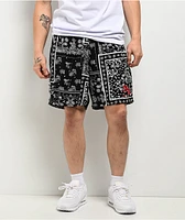 Ninth Hall Paisley Black Rayon Shorts