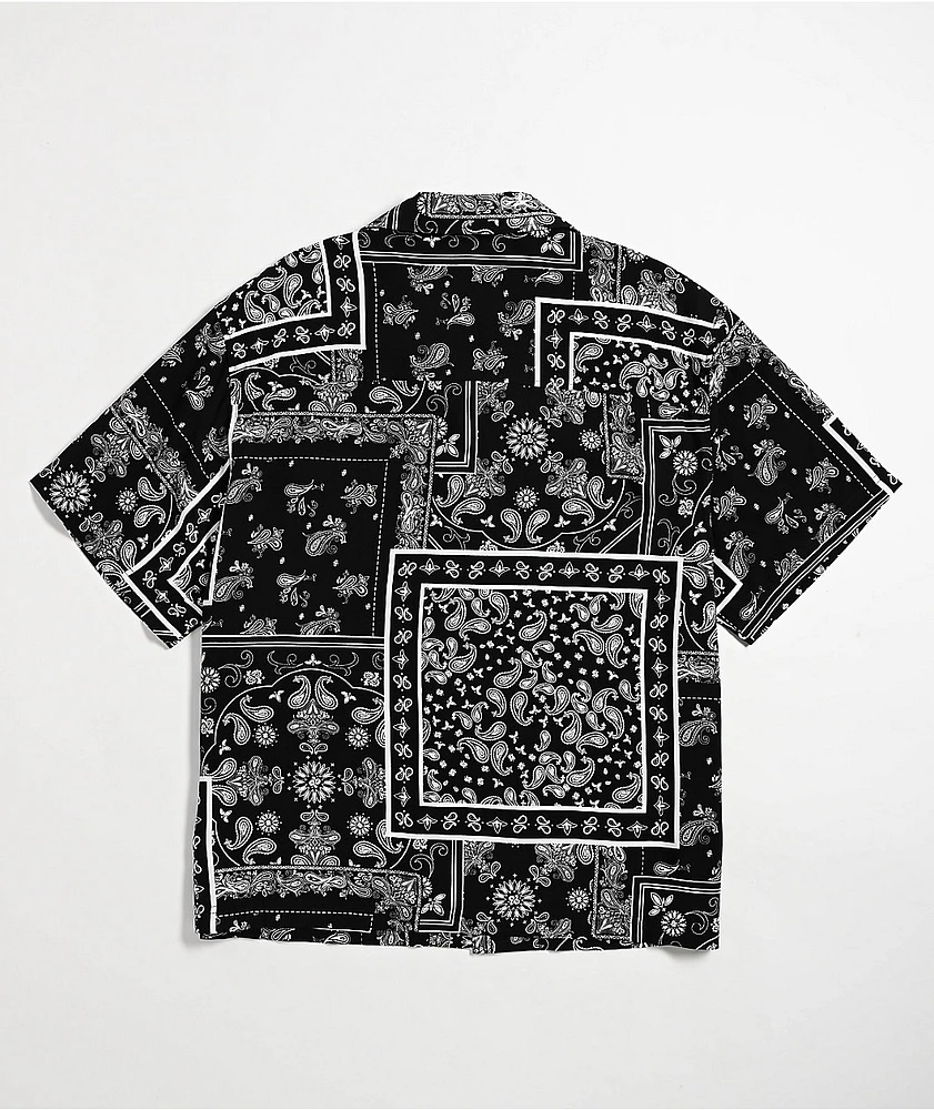 Ninth Hall Paisley Black Short Sleeve Button Up Shirt