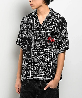 Ninth Hall Paisley Black Short Sleeve Button Up Shirt