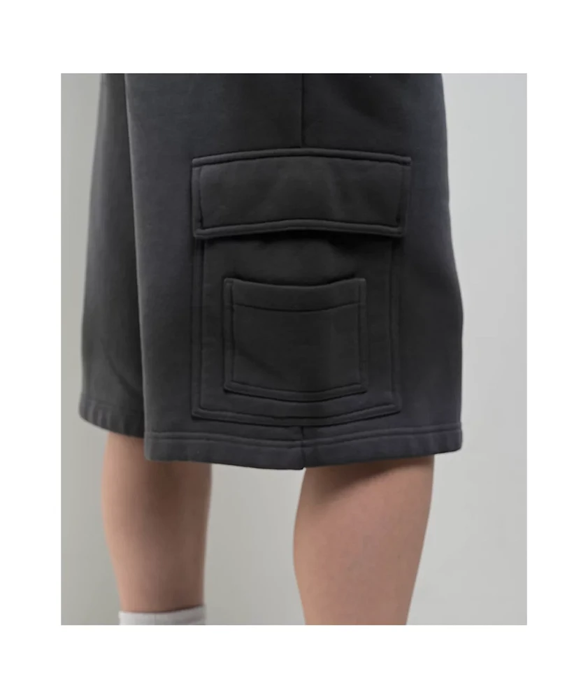 Ninth Hall Payton Charcoal Wash Relaxed Cargo Sweat Shorts