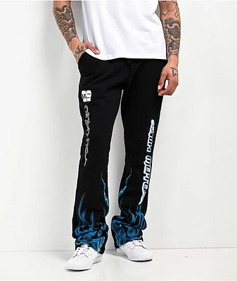 Ninth Hall Race Black Signal Stacked Flare Sweatpants