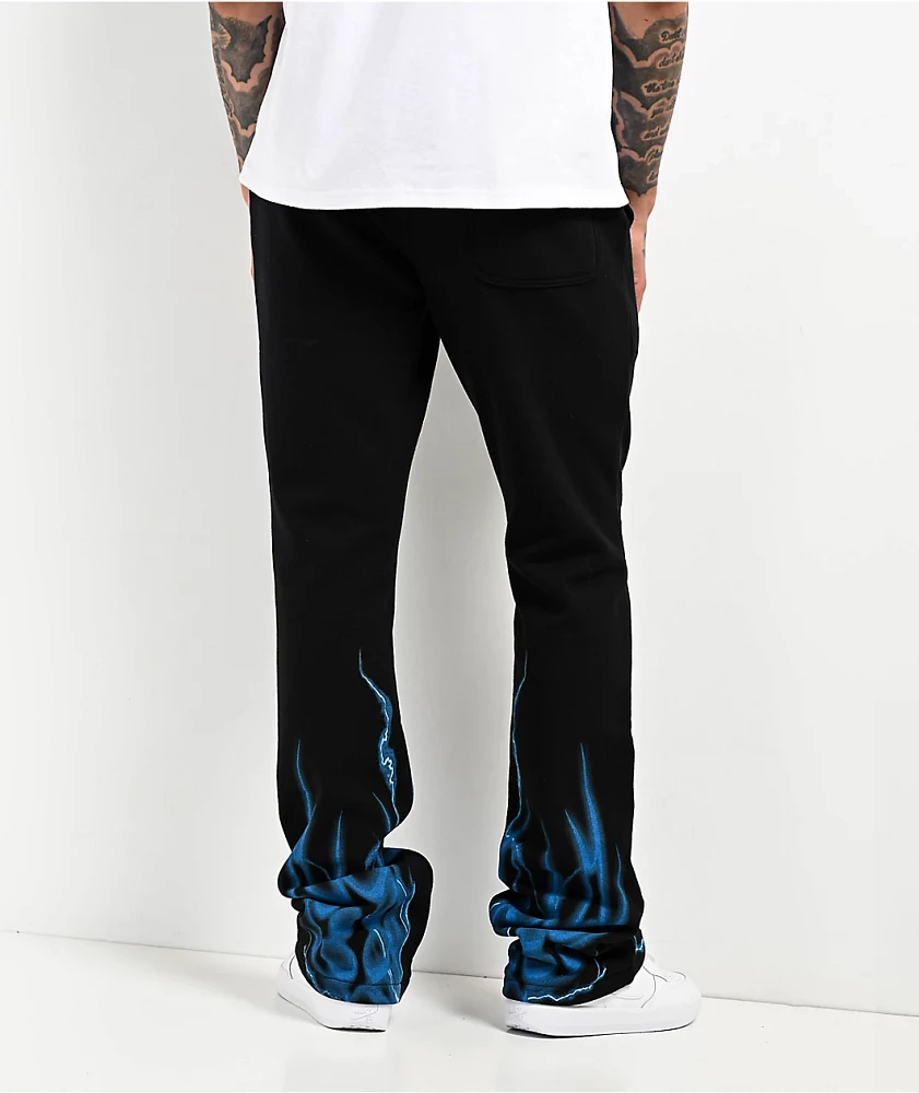 Ninth Hall Race Signal Black Stacked Flare Sweatpants