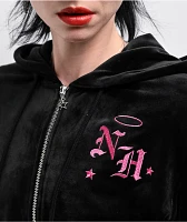 Ninth Hall Regina Caviar Velour Crop Zip Hoodie