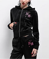 Ninth Hall Regina Caviar Velour Crop Zip Hoodie