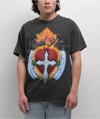 Ninth Hall Sacred Heart Black Wash T-Shirt
