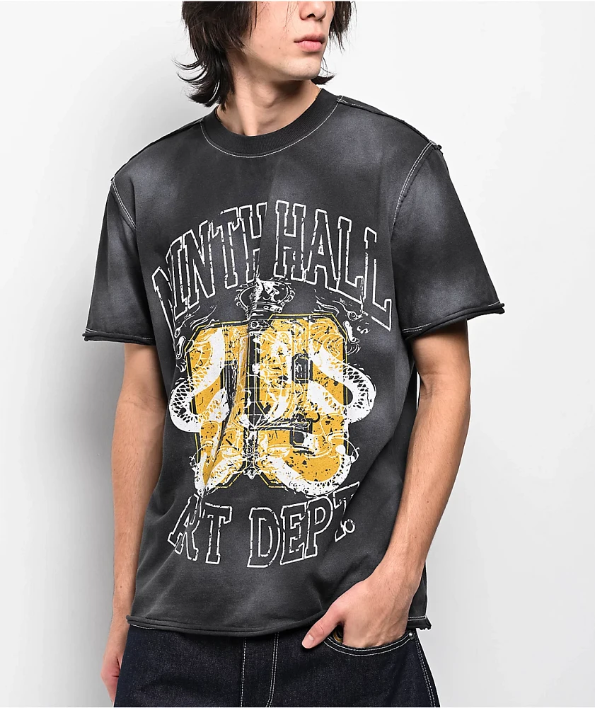 Ninth Hall Shipwreck Black Wash Raw Edge T-Shirt