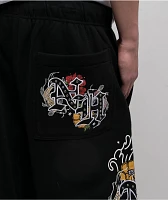 Ninth Hall Side Embroidered Black Oversized Sweatpants