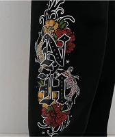 Ninth Hall Side Embroidered Black Oversized Sweatpants
