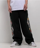 Ninth Hall Side Embroidered Black Oversized Sweatpants