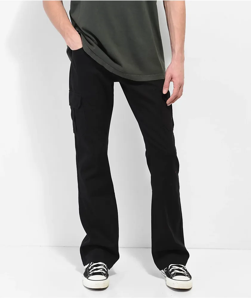 Flared Cargo Pants in Black