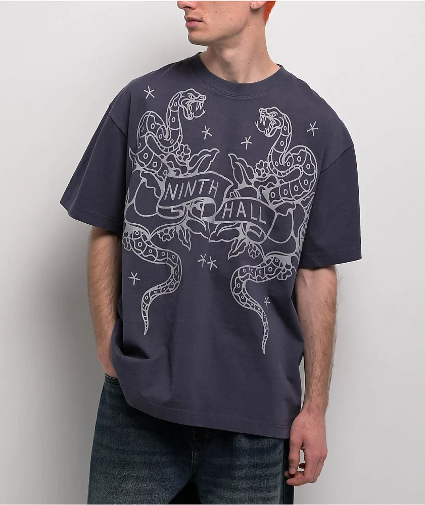 Ninth Hall Tattoo Outline Navy T-Shirt